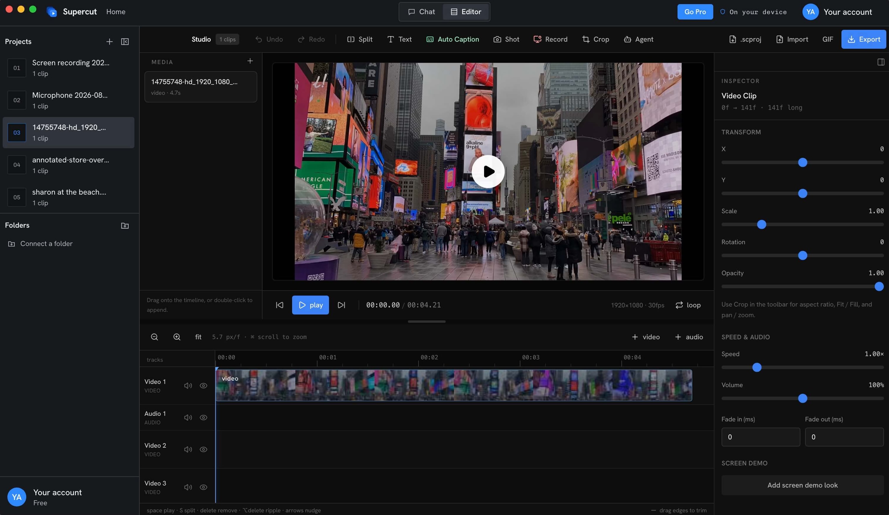 The Supercut desktop editor on macOS